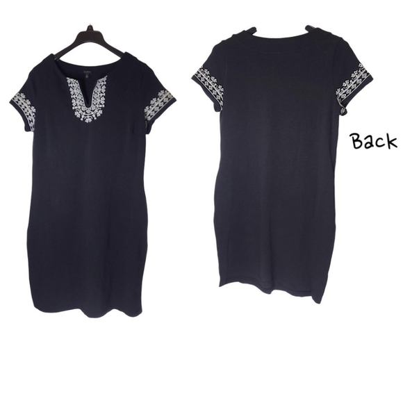 Talbots Embroidered Dress Black White Size Large - Picture 2 of 16